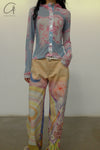 CONSTANÇA ENTRUDO sunset monster print denim trousers AW23_TRO07
